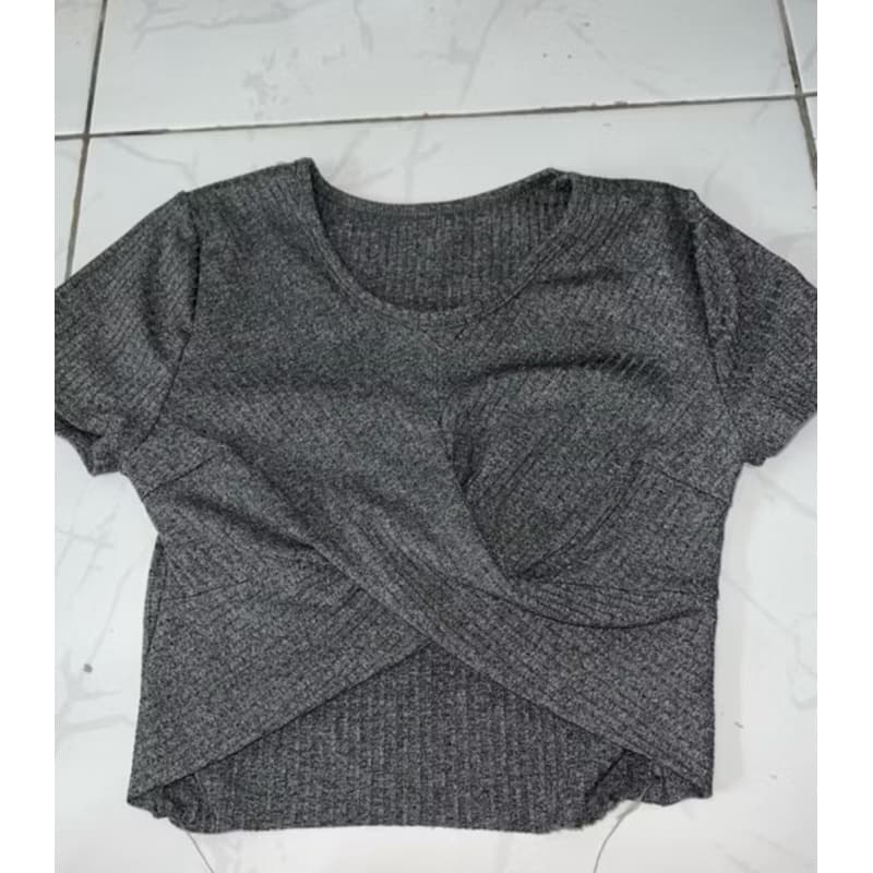 Top Cropped Cinza Escuro