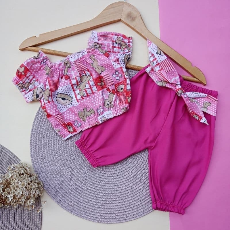 Conjunto Infantil menina bebê Calça e Cropped ciganinha Moda blogueirinha / Roupa Infantil menina