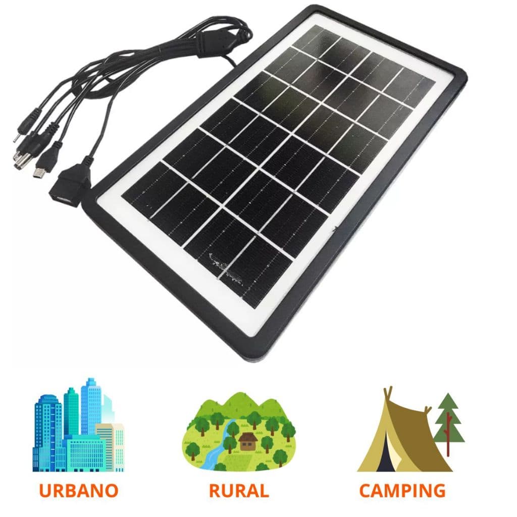 Carregador Portátil Placa Energia Painel Solar Usb Celular Cor Preto