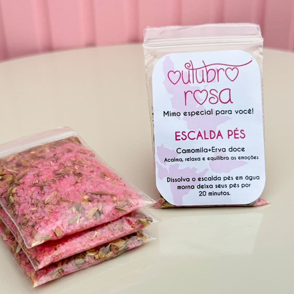 Mimo Escalda Pés Outubro Rosa -  Sachês - Mimo Para Cliente