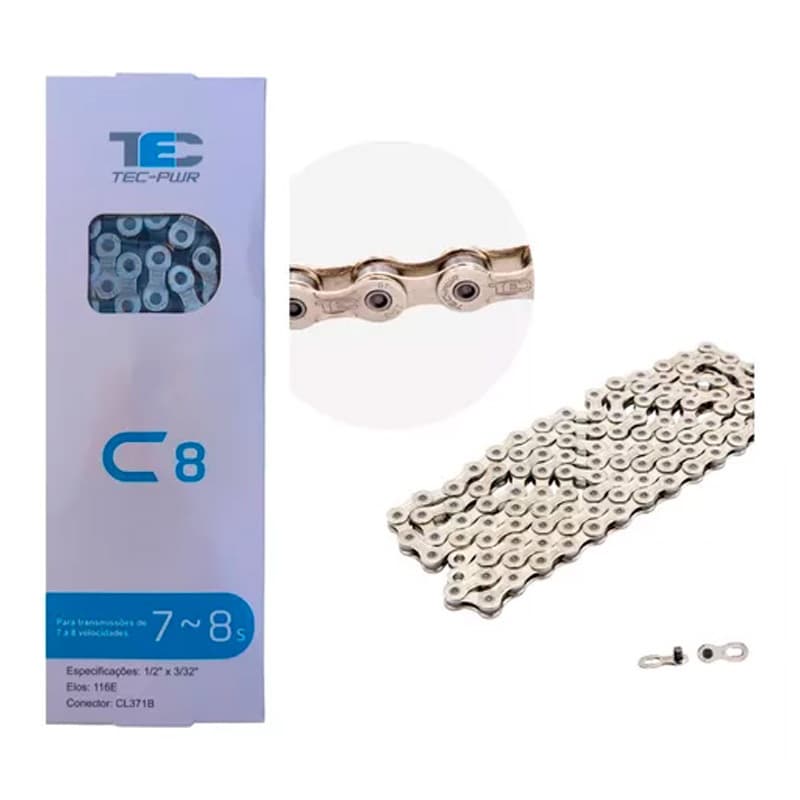 Corrente Com Link 7-8v Index Tec Compatível Shimano Sram