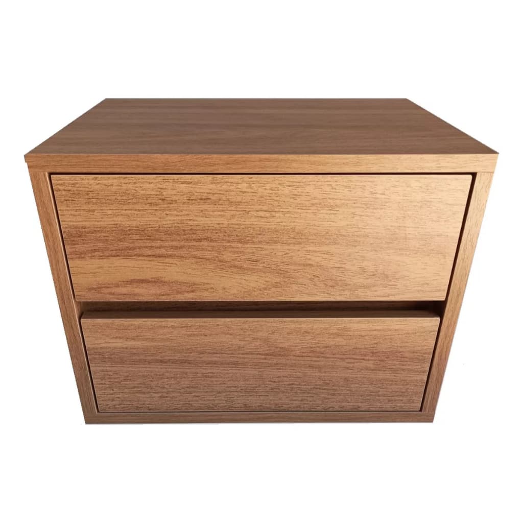 1 Mesa de Cabeceira com 2 Gavetas cor Freijó 30x30x30 100% MDF