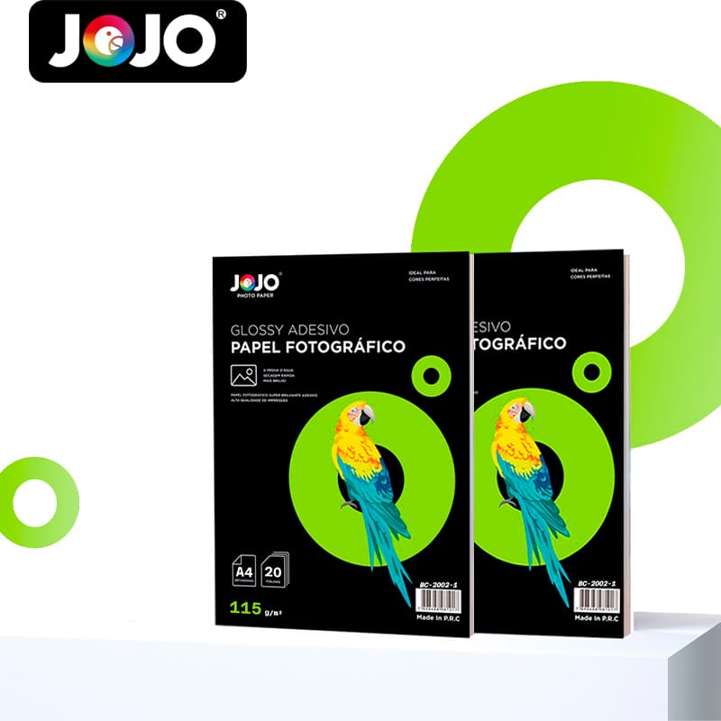 Papel Fotográfico Glossy ADESIVO 115g A4 Com Impressão à Prova D' Água - JOJO PHOTO PAPER