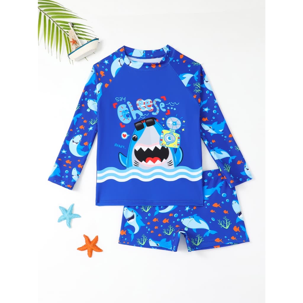 RWX VEST Tubarões em Ação: Conjunto de Praia Infantil Masculino para Pequenos Aventureiros 2025 - I3059