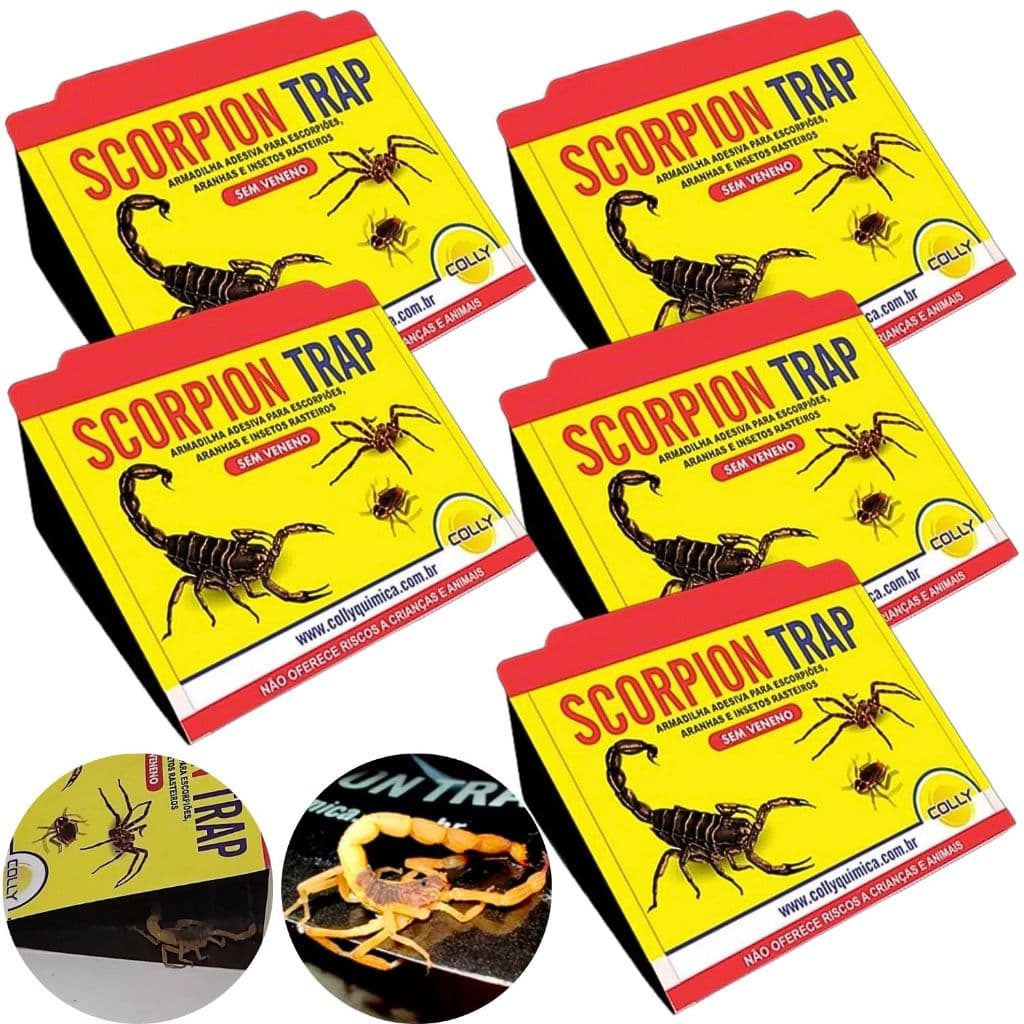KIT 5 ARMADILHA ADESIVA SCORPION TRAP PARA ESCORPIÕES, ARANHAS E INSETOS RASTEIROS