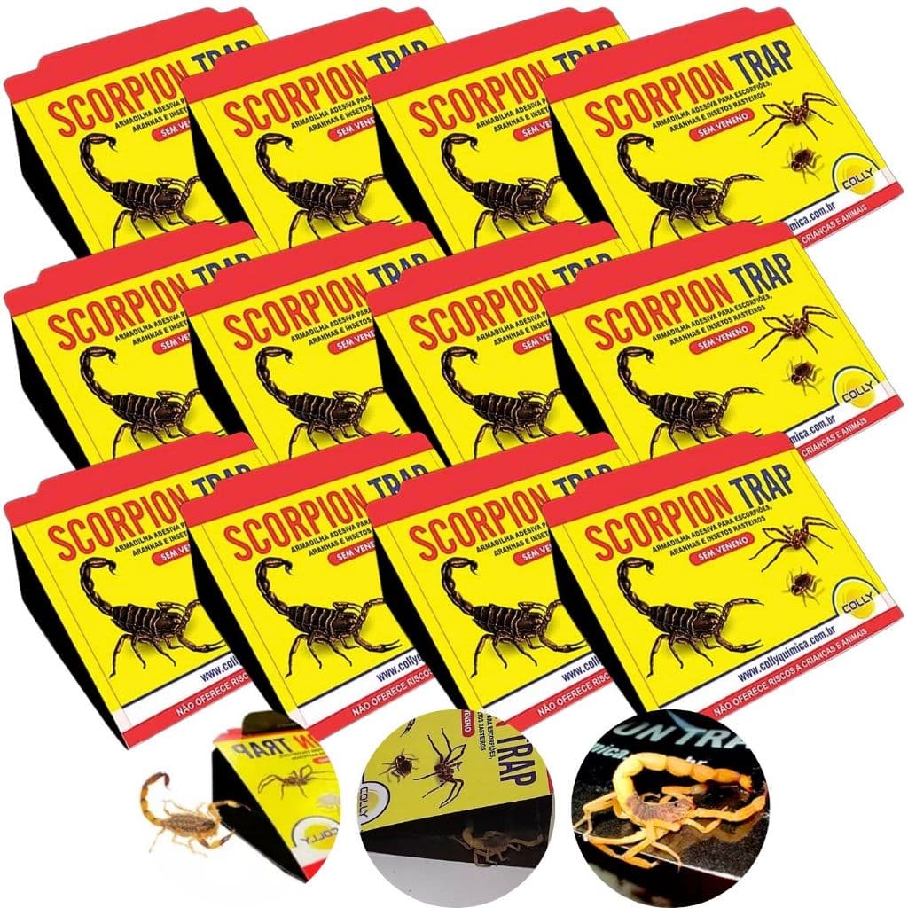 KIT 12 ARMADILHA ADESIVA SCORPION TRAP PARA ESCORPIÕES, ARANHAS E INSETOS RASTEIROS