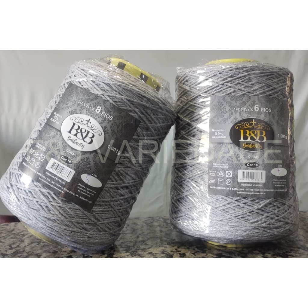Barbante B&B Cinza 6 Fios 1kg/1000mts Envio Imediato!! BeB