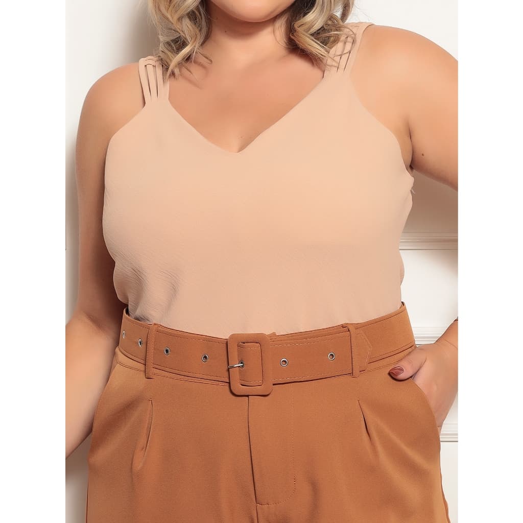 Blusa regata Duna Crepe Feminina Com alça detalhada estilosa Casual Fresca Verão Plus Size