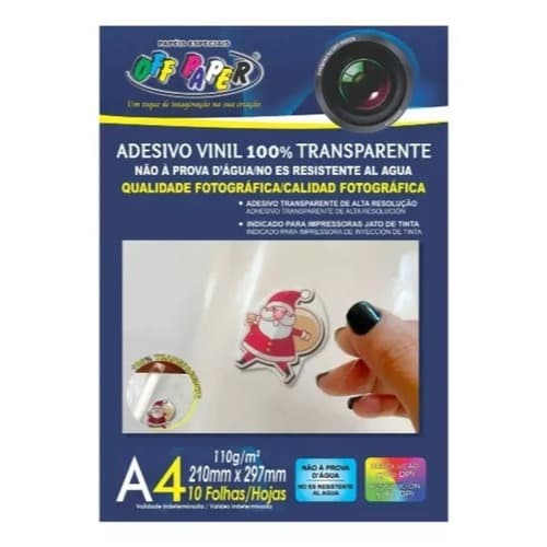 Vinil Adesivo A4 Transparente 110g C/10 Folhas - Off Peper
