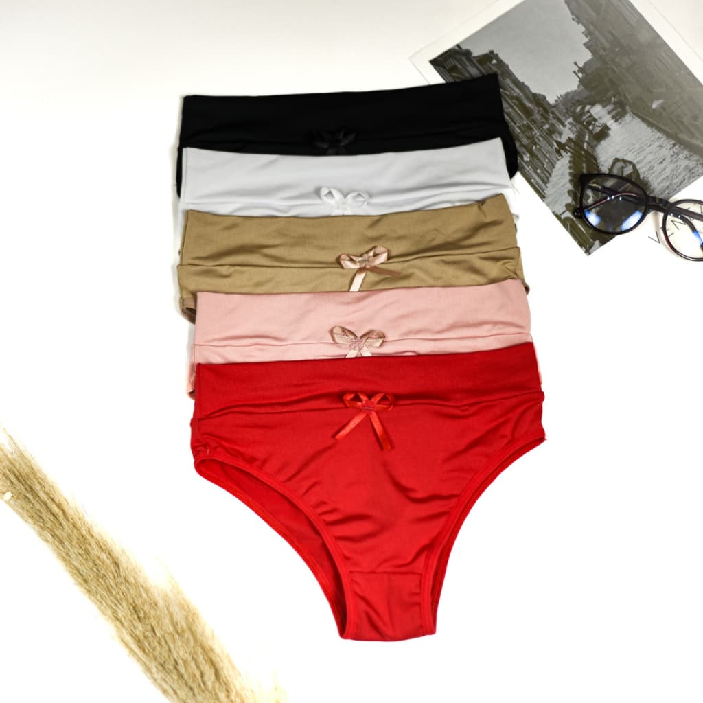 Kit Com 10 Calcinhas Confortável Calçola Senhora em Microfibra Forro 100% Algodão Lisa Adulta Calcinha Cós Alto