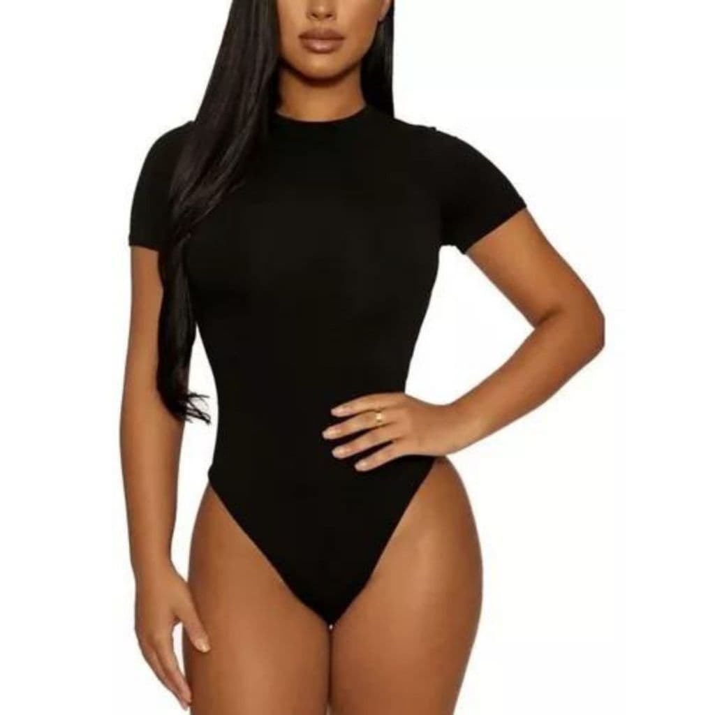 Body feminino gola careca manga curta tecido suplex romantic