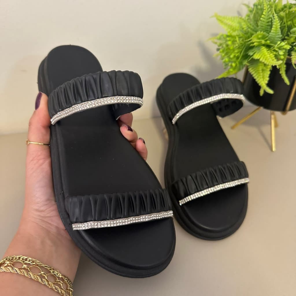 Sandalia Feminina Papete Premium Rasteirinha - Flat Balone com Tiras - Acolchoada
