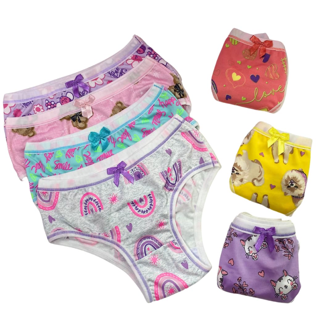 Kit 5 Calcinha Infantil De 01 a 12 Anos Forro 100% Algodão De Menina Criança Desfralde