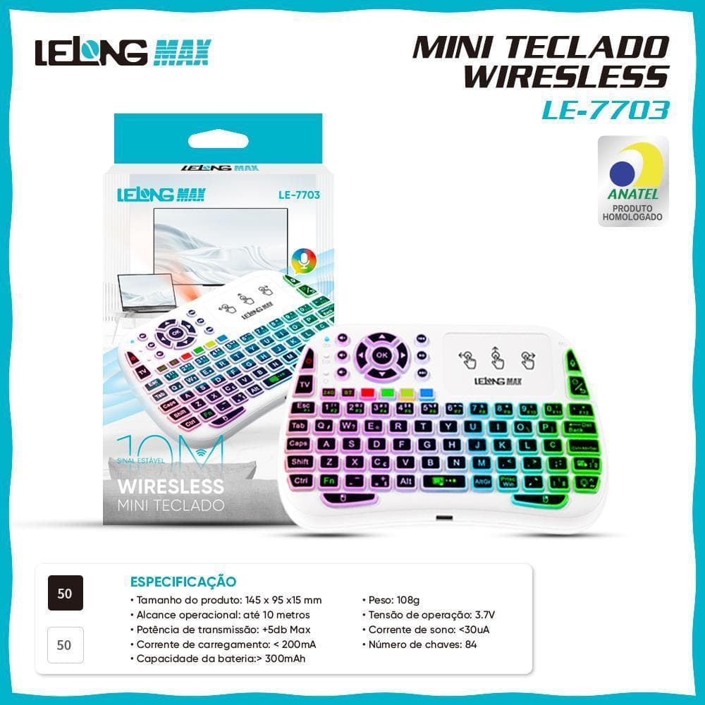 Mini Teclado Bluetooth - Comando De Voz Iluminação Touchpad 2.4G Wiresless
