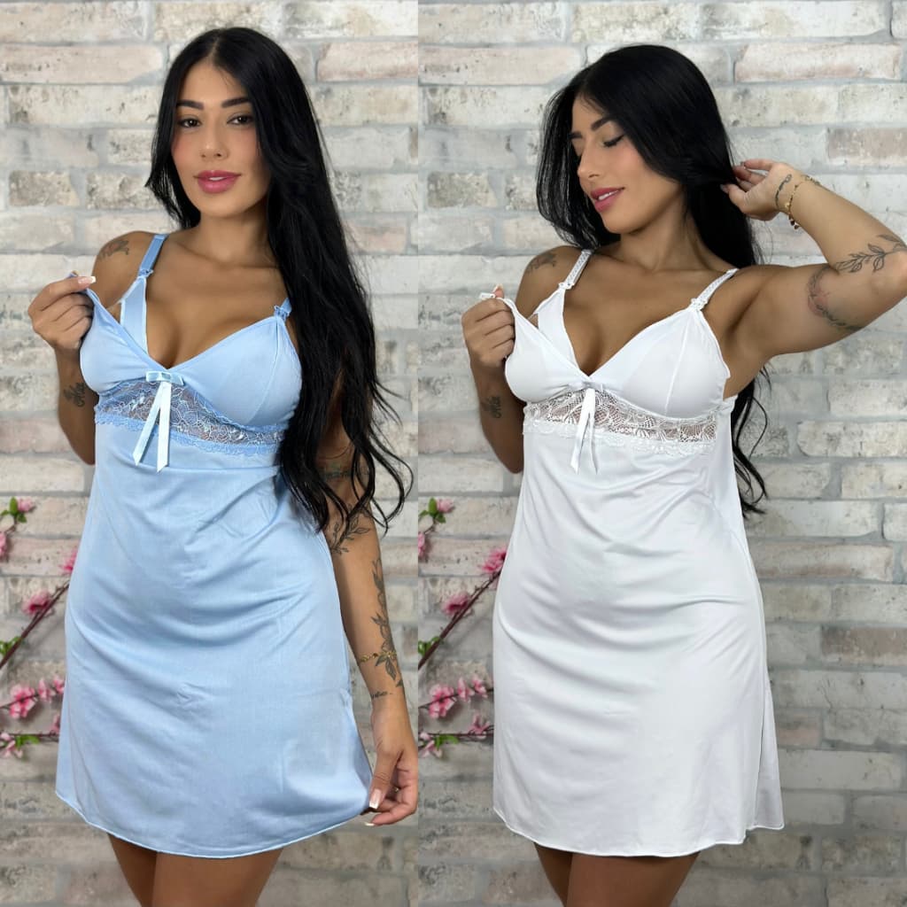 Kit 2 Camisola Amamentação Gestante Saída Maternidade Grávida Lactante Pijama Confortável - BeLIT Linha Noite