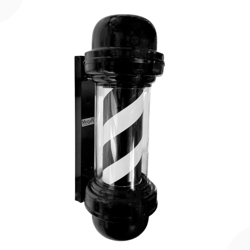 Barber Pole Poste Barbeiro All Black 50cm Gira Acende Bivolt