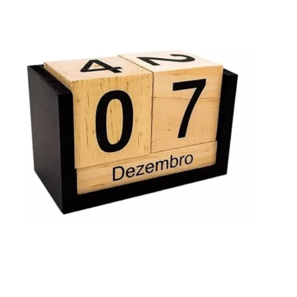 Calendário De Mesa De Cubo De Madeira Em Vintage Mdf