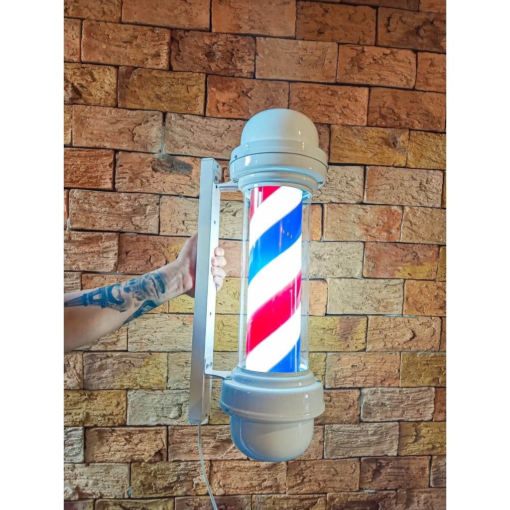 BARBER POLE 65CM BRANCO SEM GLOBO BIVOLT MEGAN