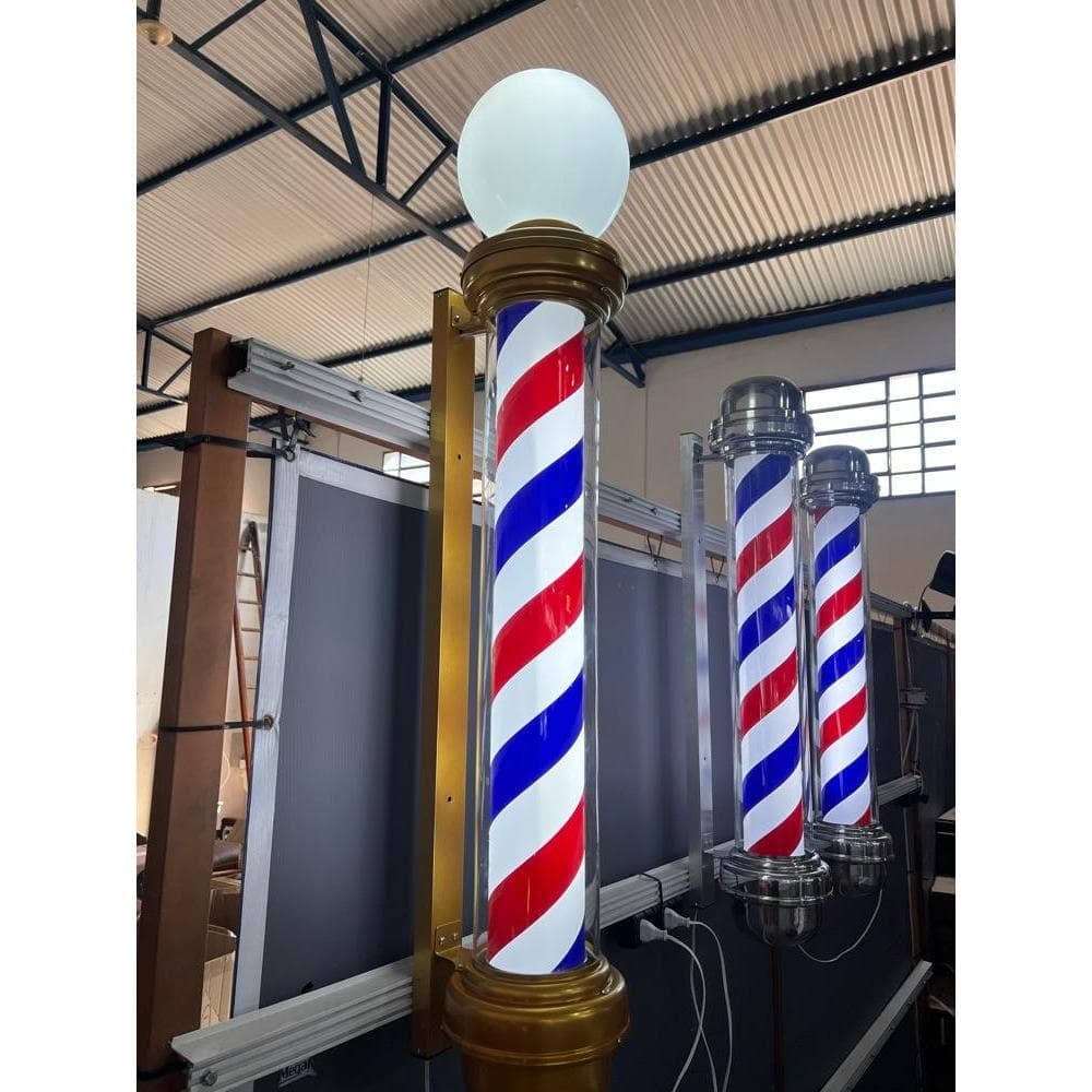 Barber Pole 110cm com globo dourado
