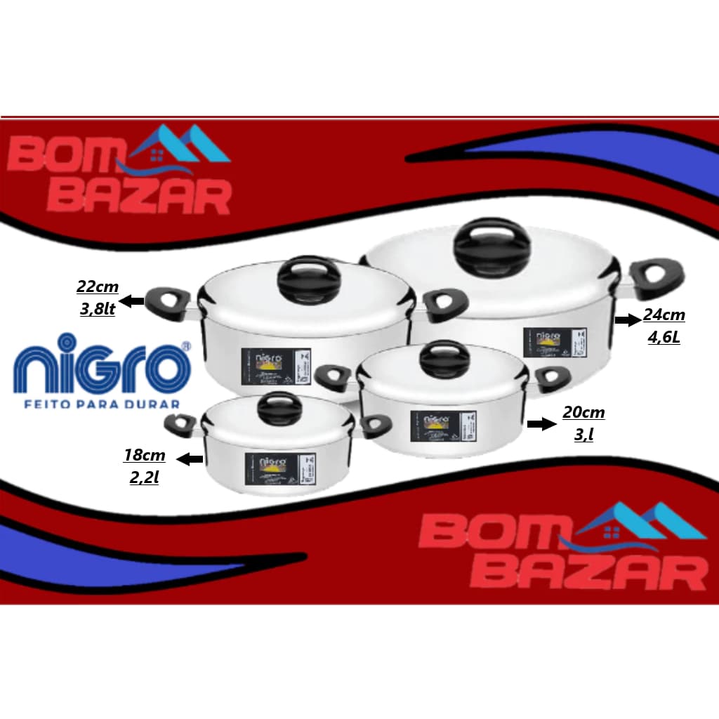 Jogo De Panelas Nigro criativa 4 Peças