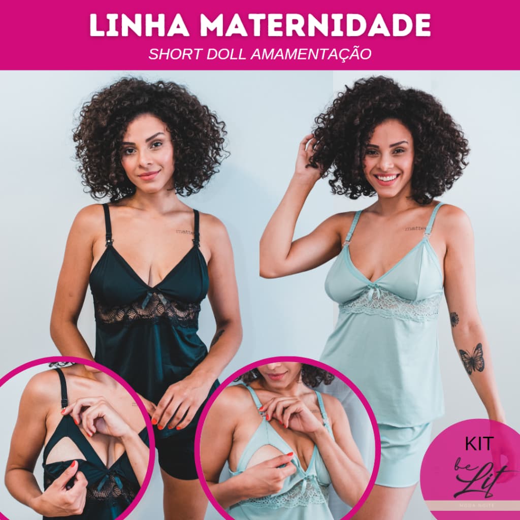 Kit 2 Baby Dolls Amamentação De Renda Pijama Camisolas Luxo Sensual Roupa para Dormir - BeLIT Linha Noite