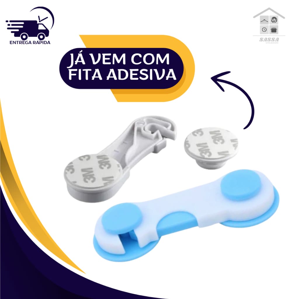 Trava Gaveta Armário Geladeira Porta Vaso Sanitário Segurança Protetor Infantil A Tóxico Bebe 2 Unidades