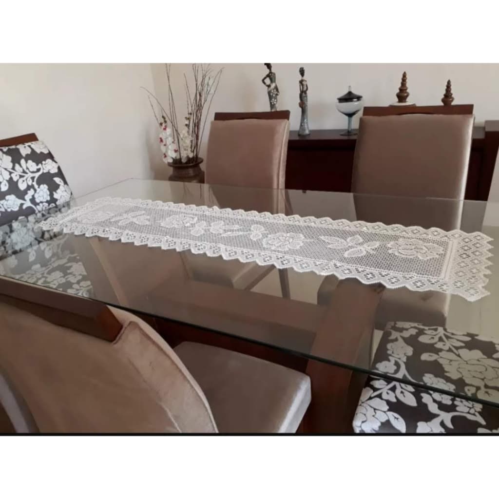 caminho de mesa de renda fibra de coco