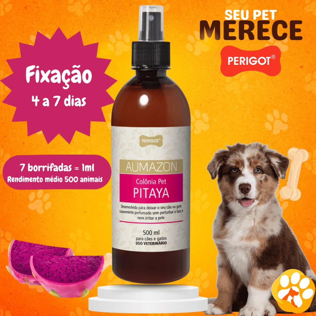 Perfume Alta Fixação Colônia Pitaya Aumazon Perigot 500ml para Cães e Gatos