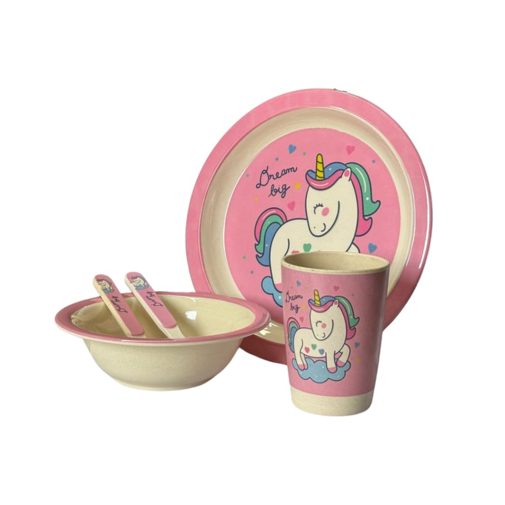 Kit Alimentação Infantil 5 Peças Em Bambu