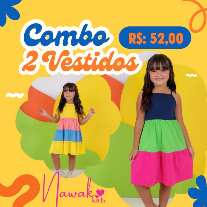 2 Vestidos Infantil, combo com dois vestidos, tamanho 06, 08 e 10