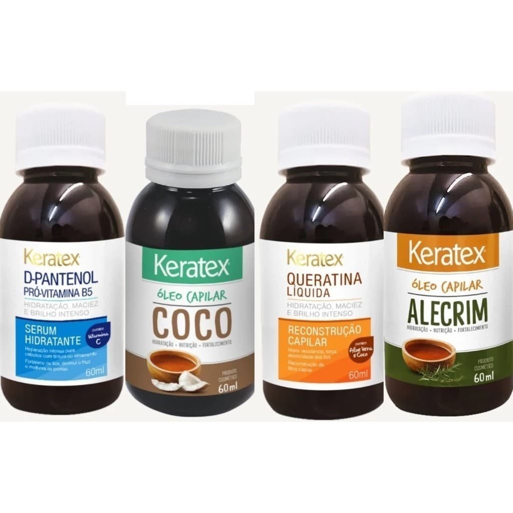 Kit Capilar Keratex D pantenol + Coco + Queratina + Alecrim 60ml