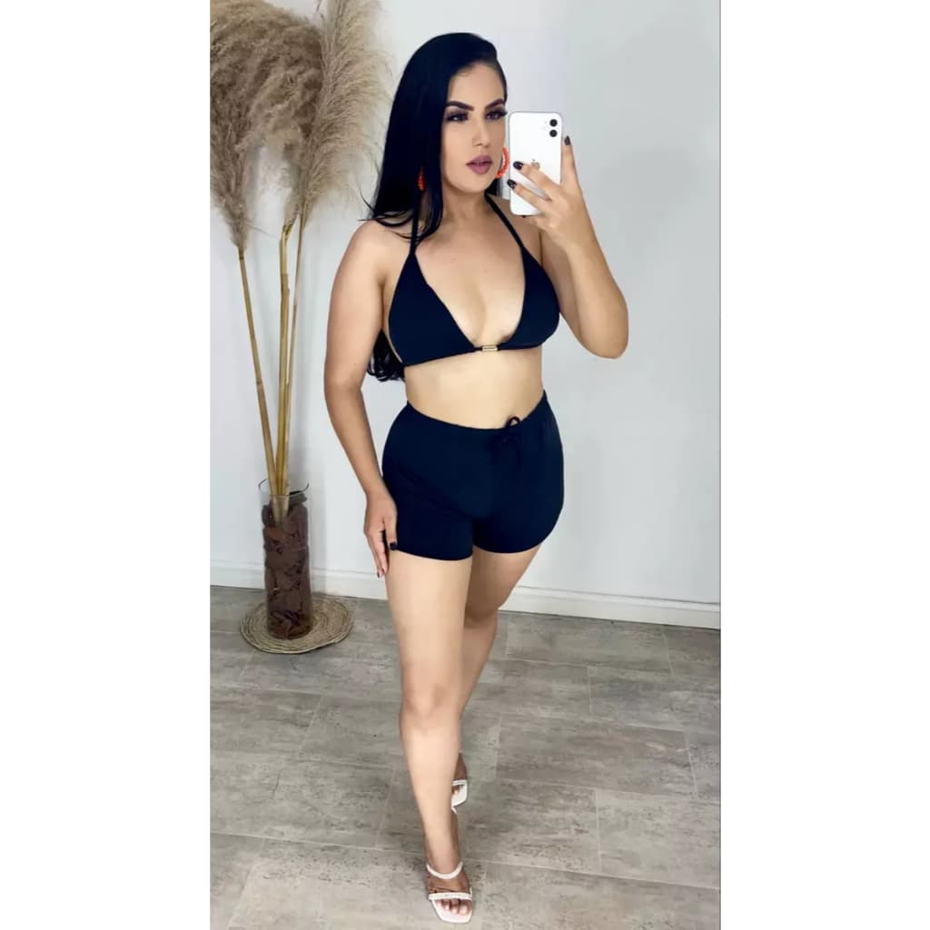 Biquíni Com Short E Saída Conjunto 3 Peças Verão Fashion VERÃO 2025