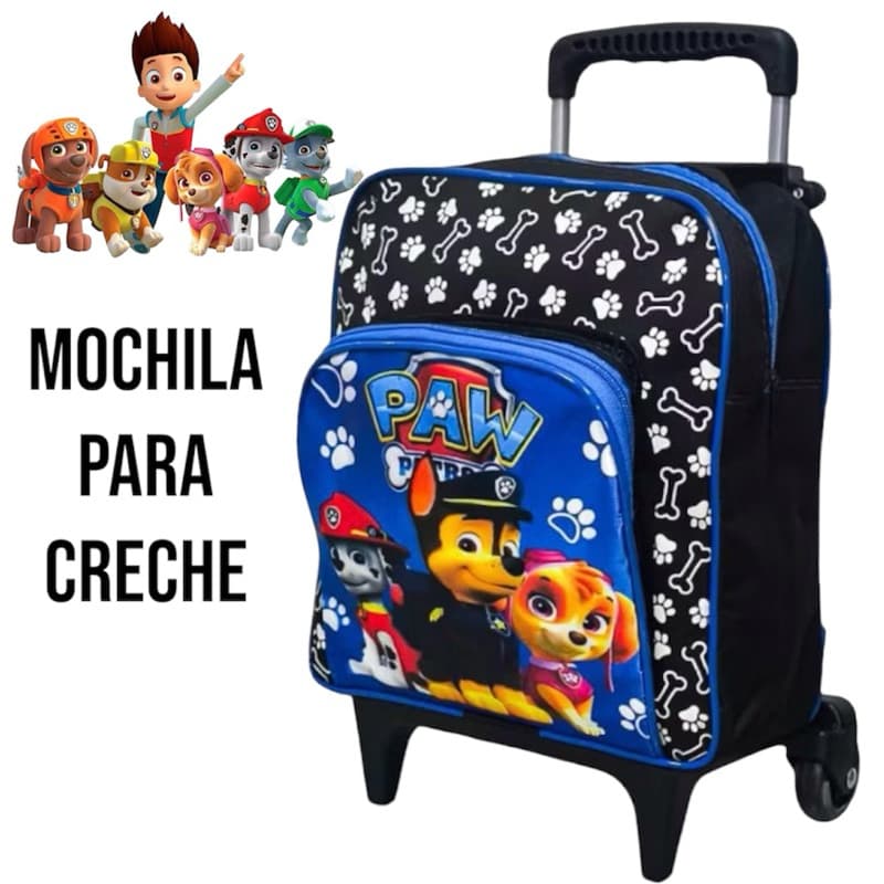 Mochila Infantil Escolar Para Creche de Rodinhas Patrulha para Menino