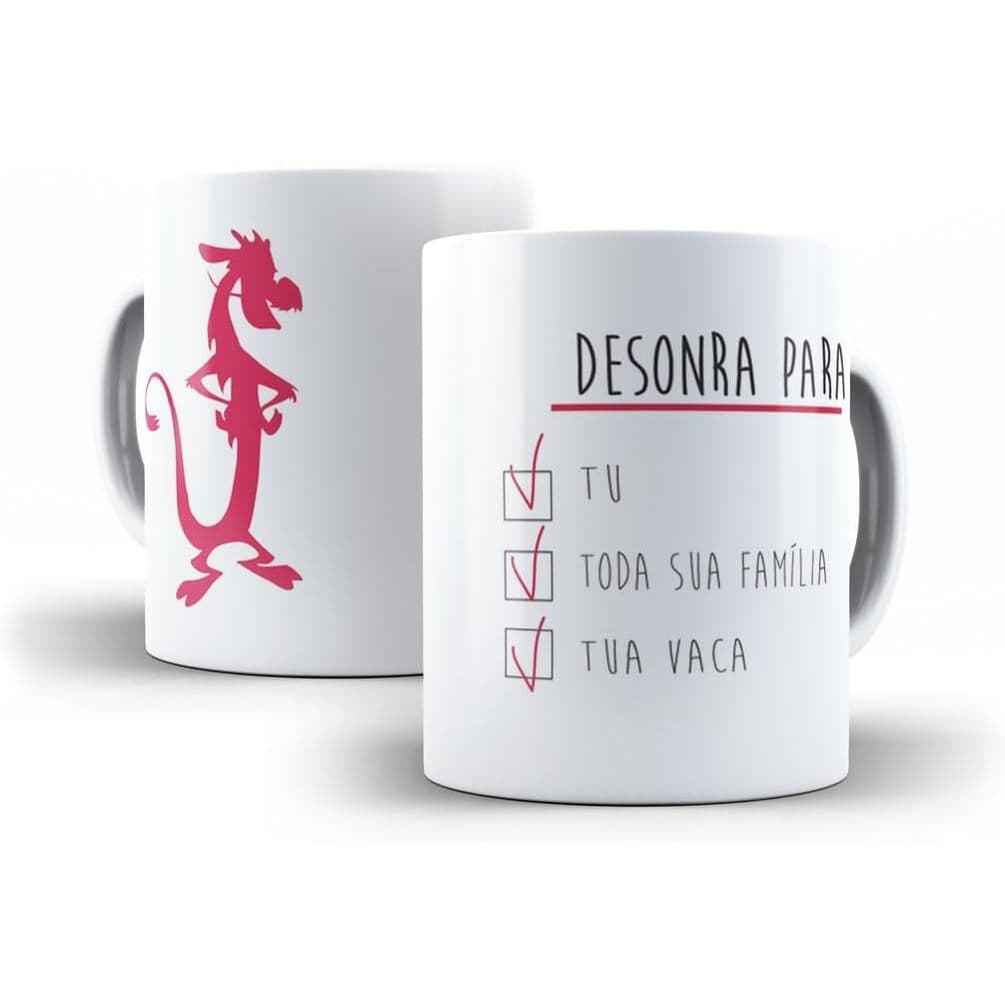 Caneca Mushu Desonra Filme Desenho Engraçado Presente 325ml