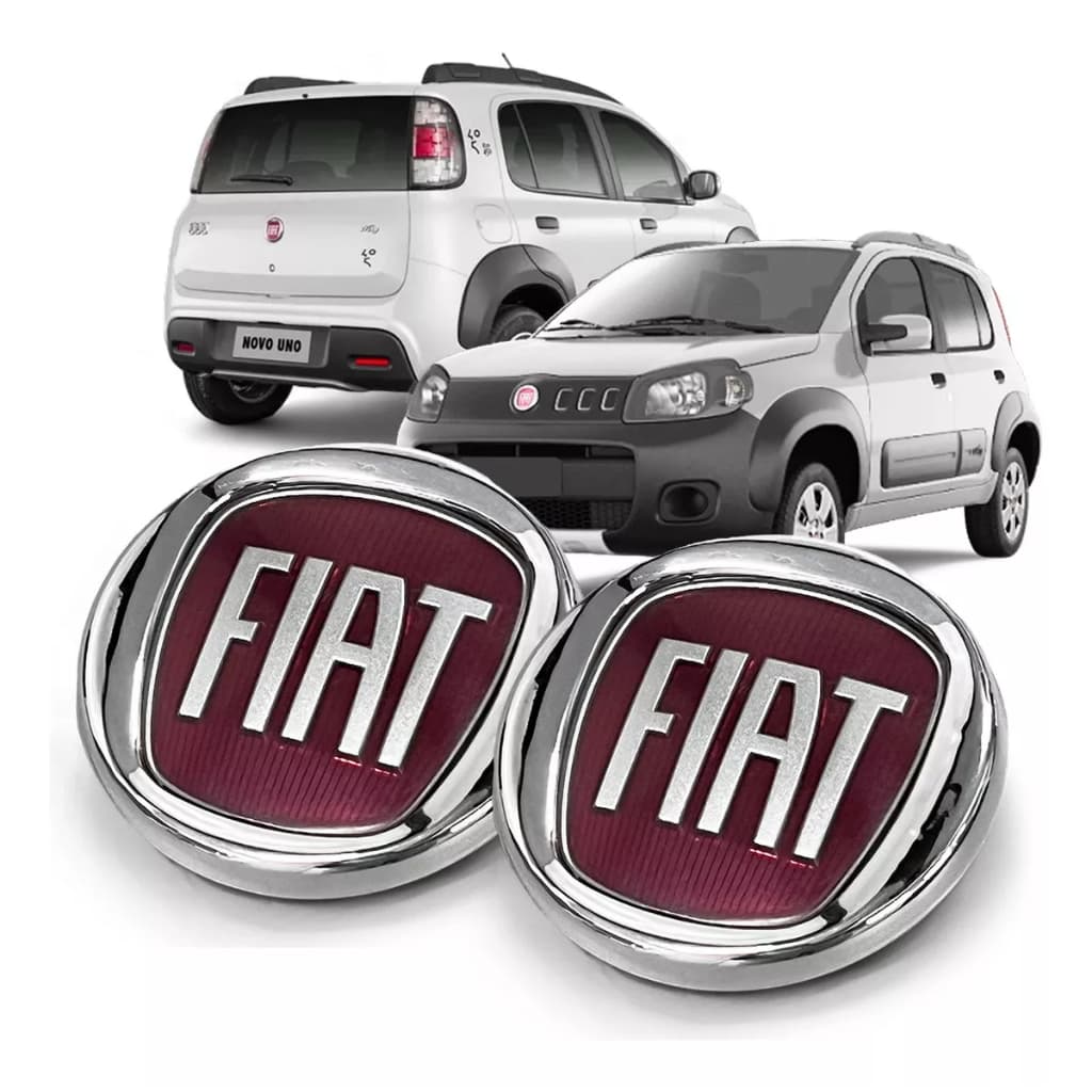 Kit Emblemas Logo Dianteiro Traseiro Grade Porta Mala Fiat Uno Way Vivace Attractive 2011 A 2020