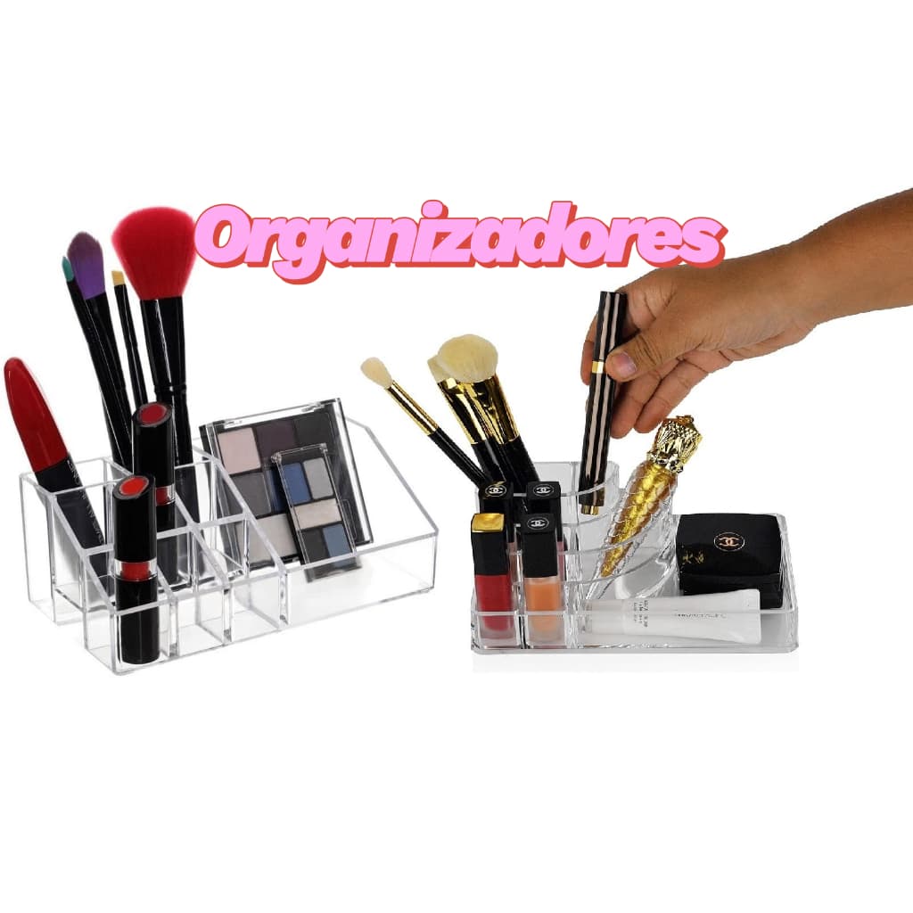 Organizador de Maquiagem Acrilico Escritorio Cosmeticos com Divisorias Bandeja Organizadora