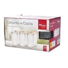 Jogo 6 Copos ou Taça de Vidro Borda Dourada Mondoro