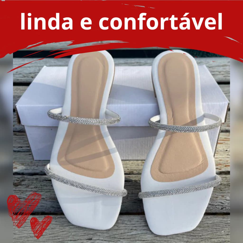 Sandália feminina, Rasteirinha, Sandália, Rasteirinha tira Brilho Confortável