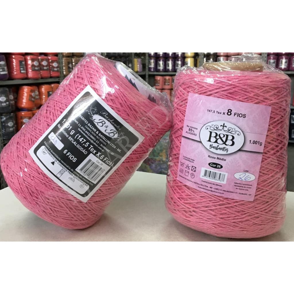 Barbante B&B Rosa Medio 6 Fios 1kg/1000mts Envio Imediato!!