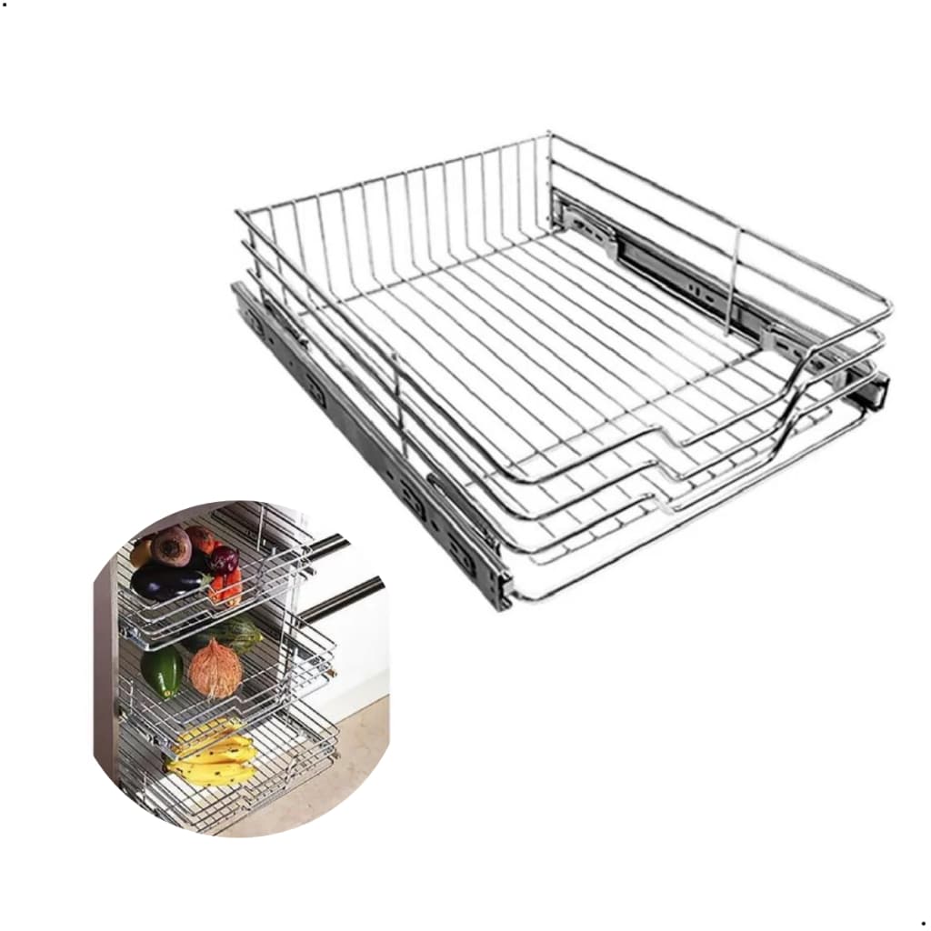 Fruteira Gaveta Cromada Deslizante com Trilhos 470x110x450mm Módulo 500mm Jomer Cozinha
