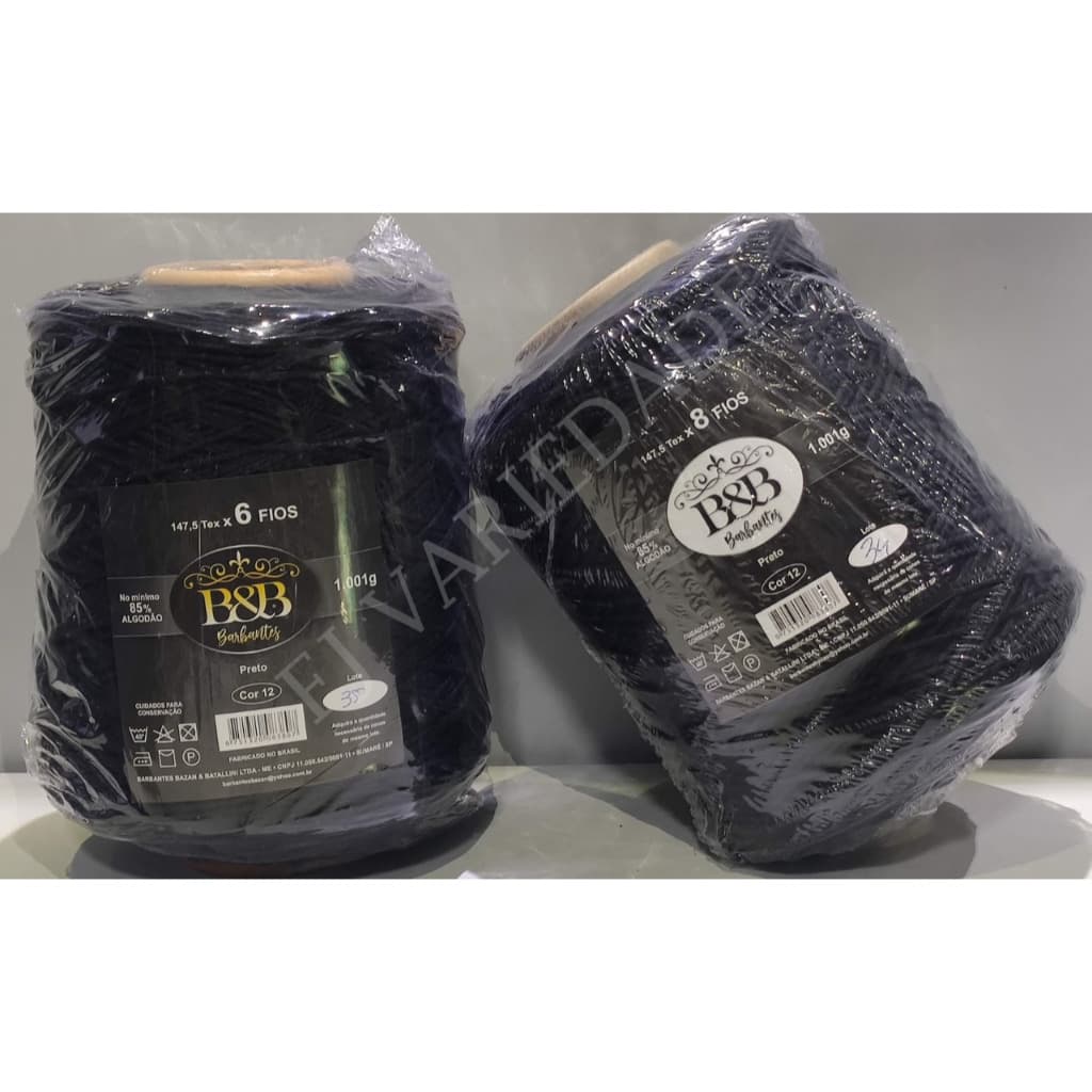Barbante B&B Preto 6 Fios 1kg/1000mts Envio Imediato!! BeB