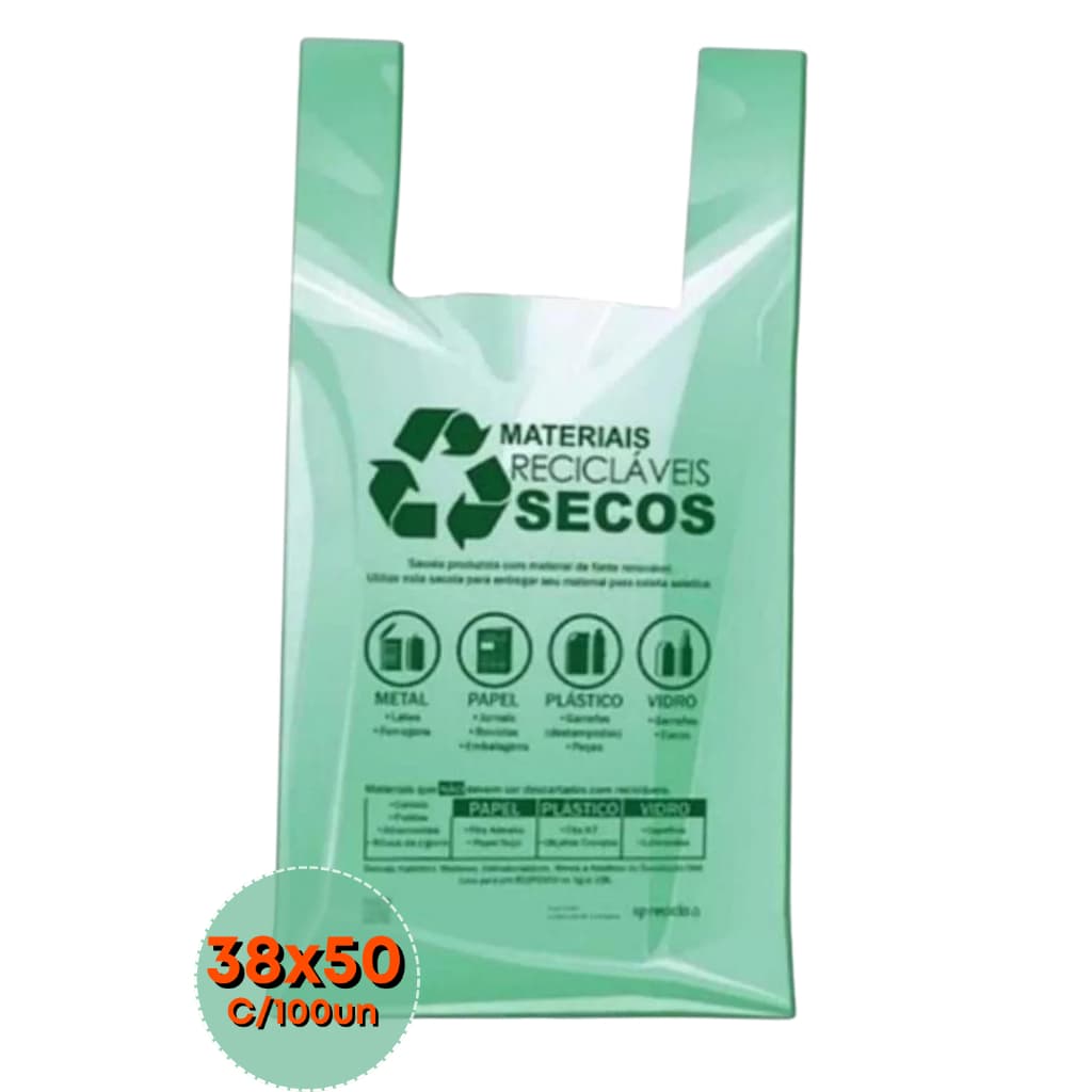 Sacola Plástica Ecológica Biodegradável Prefeitura 38x50 C/100un