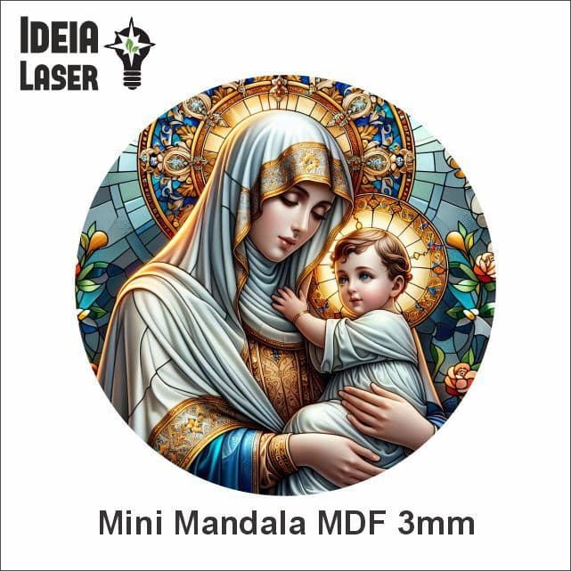Nossa Senhora de Schoenstatt - Mini Mandala MDF - Arte Estilo Vitral
