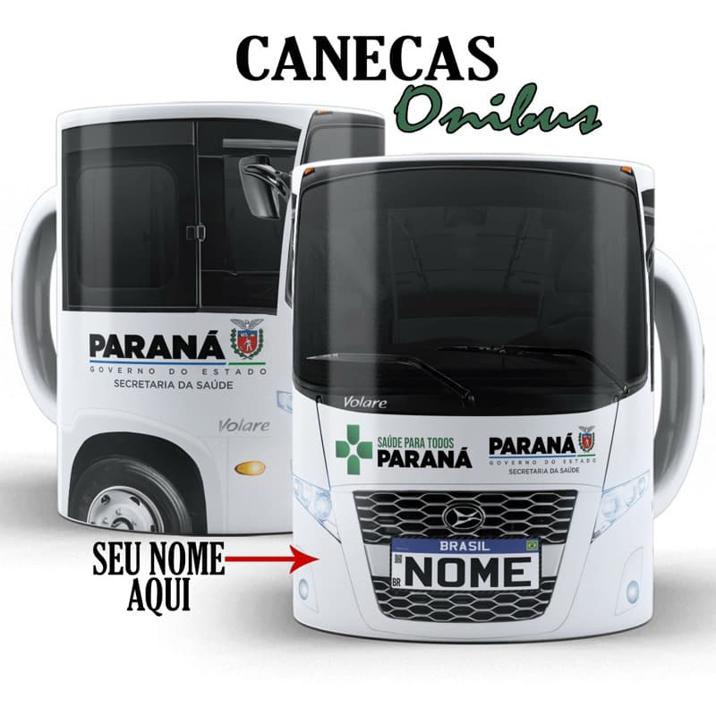 caneca xícara personalizada Microônibus volare governo parana pr personalizado