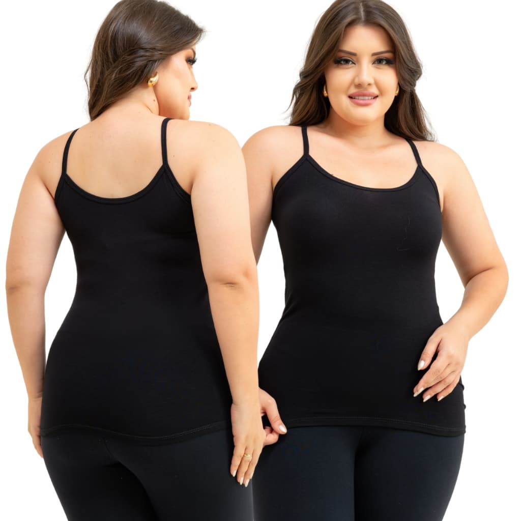 Kit 2 Regatas Femininas Com Alça Fina Viscolycra Básica Diário Casual Moda Feminina Praia Academia