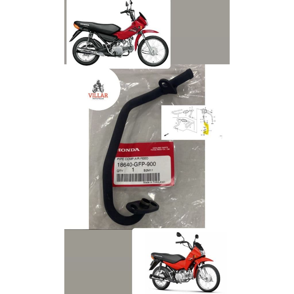 TUBO CATALIZADOR ADMISSÃO DE AR MOTOR POP 100  2007 ATÉ 2015 ORIGINAL HONDA