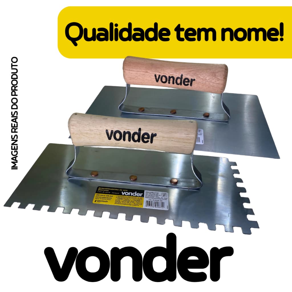 kit Desempenadeiras Aço Lisa e Dentada Lisa, Pegada Ergonômica, Profissional, robusta - Vonder