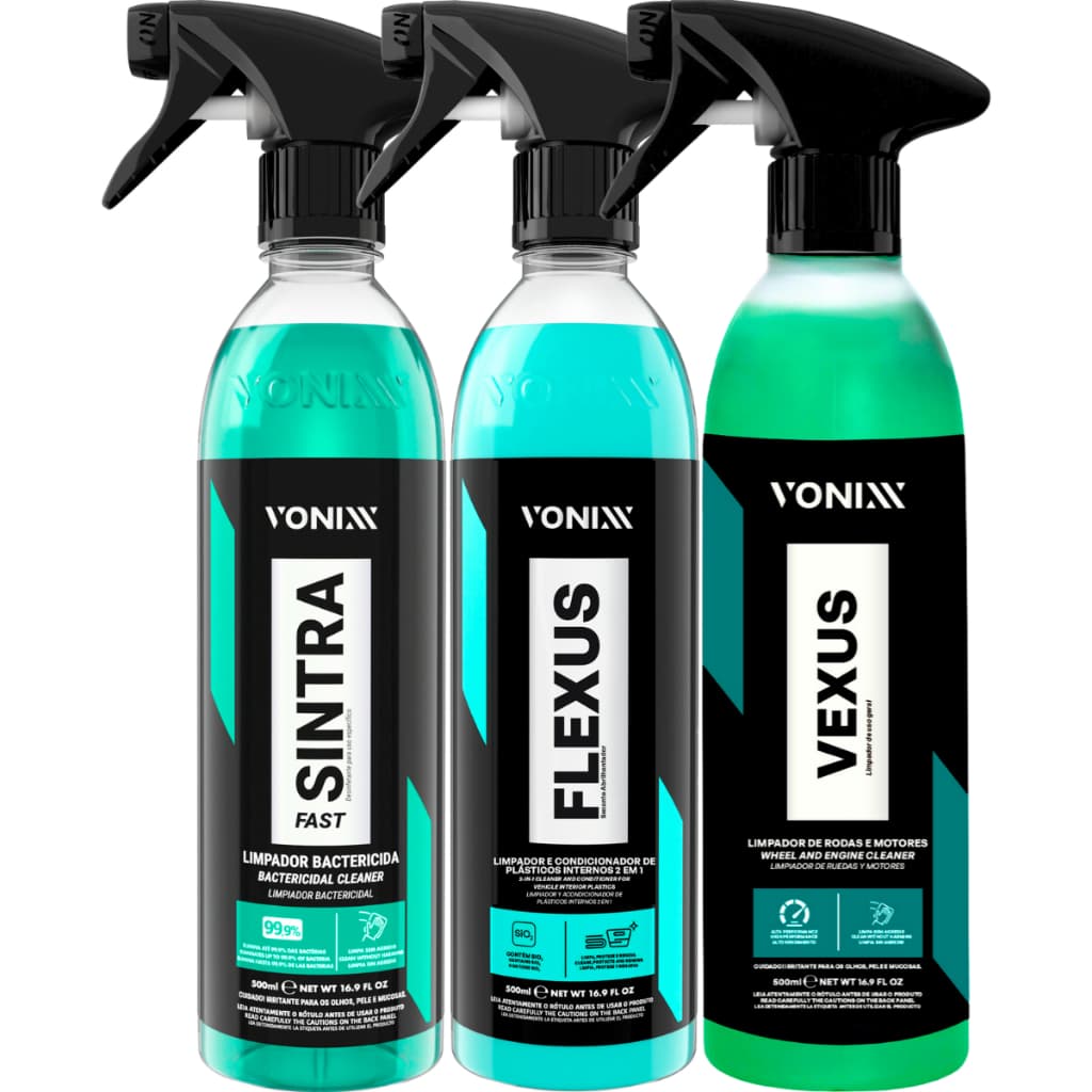 Kit Flexus Limpador e Renovador de Plásticos Sintra Fast Vexus Limpa Motor Vonixx