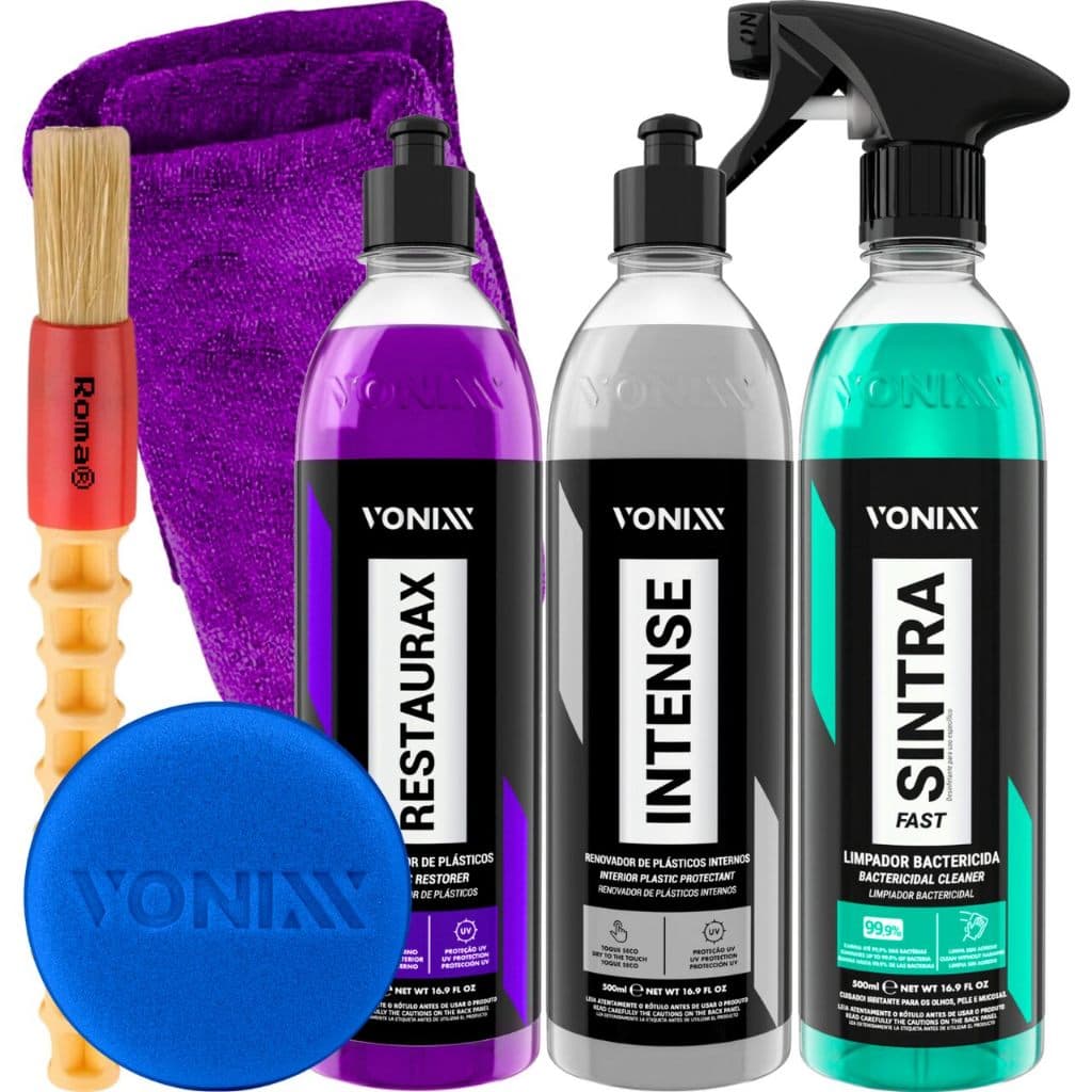 Kit Limpador e Renova Plástico Interno e Externo Sintra Fast Intense Restaurax Vonixx