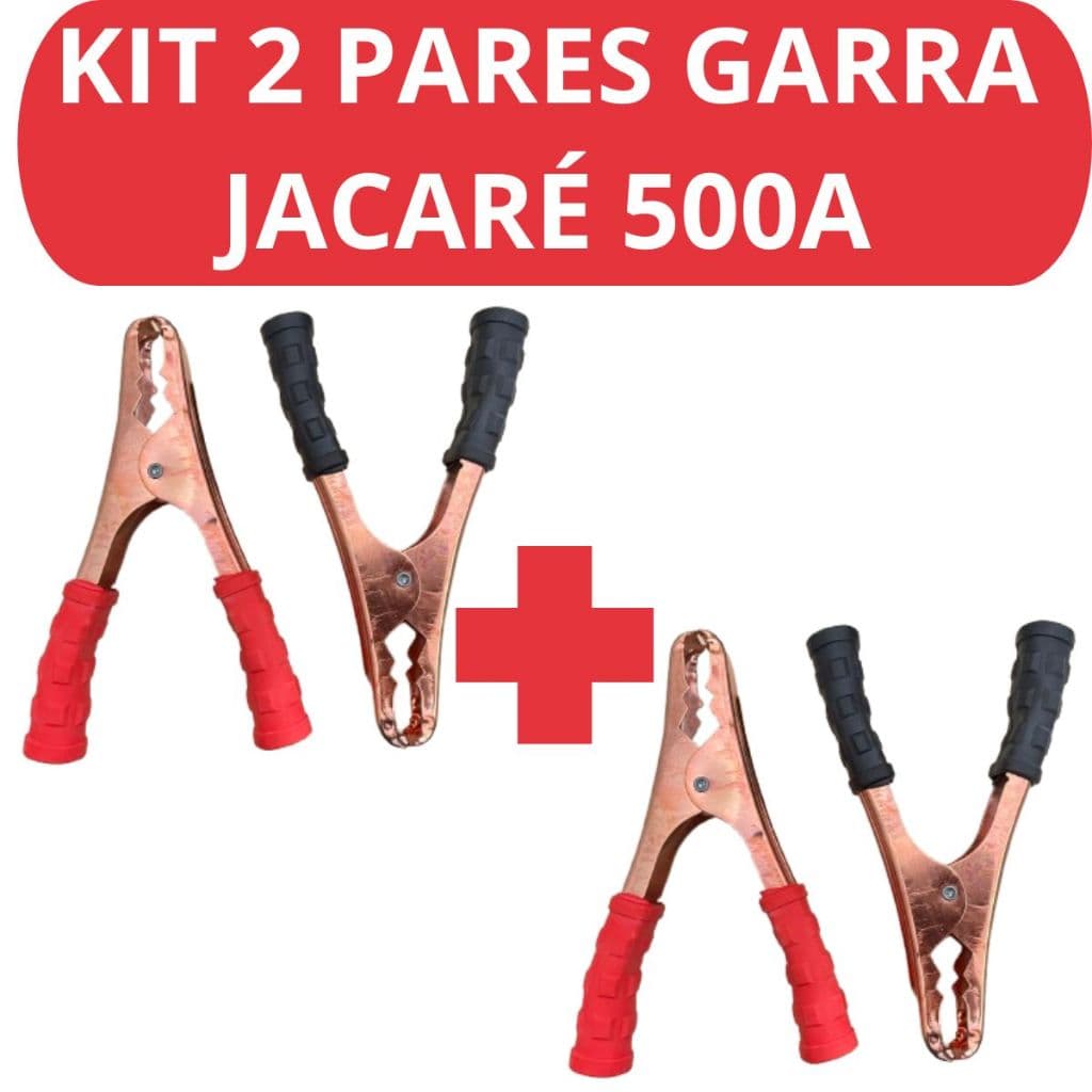 Kit 4 Garras De Bateria Tipo Jacaré Reforçada 500a Para Cabo De Chupeta Espaguete Grampo Eletrico